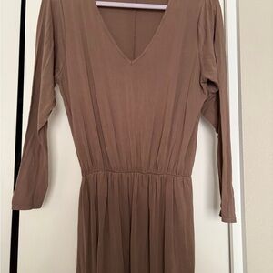 Elegant Brown Long Sleeve Dress